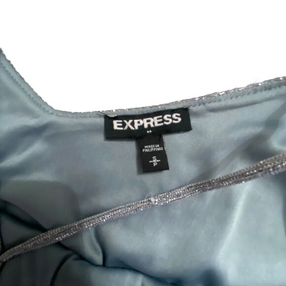 EXPRESS Women Top Cami Tank Silver and Black Tank Shimmer Sparkly Lined Small - Picture 10 of 14